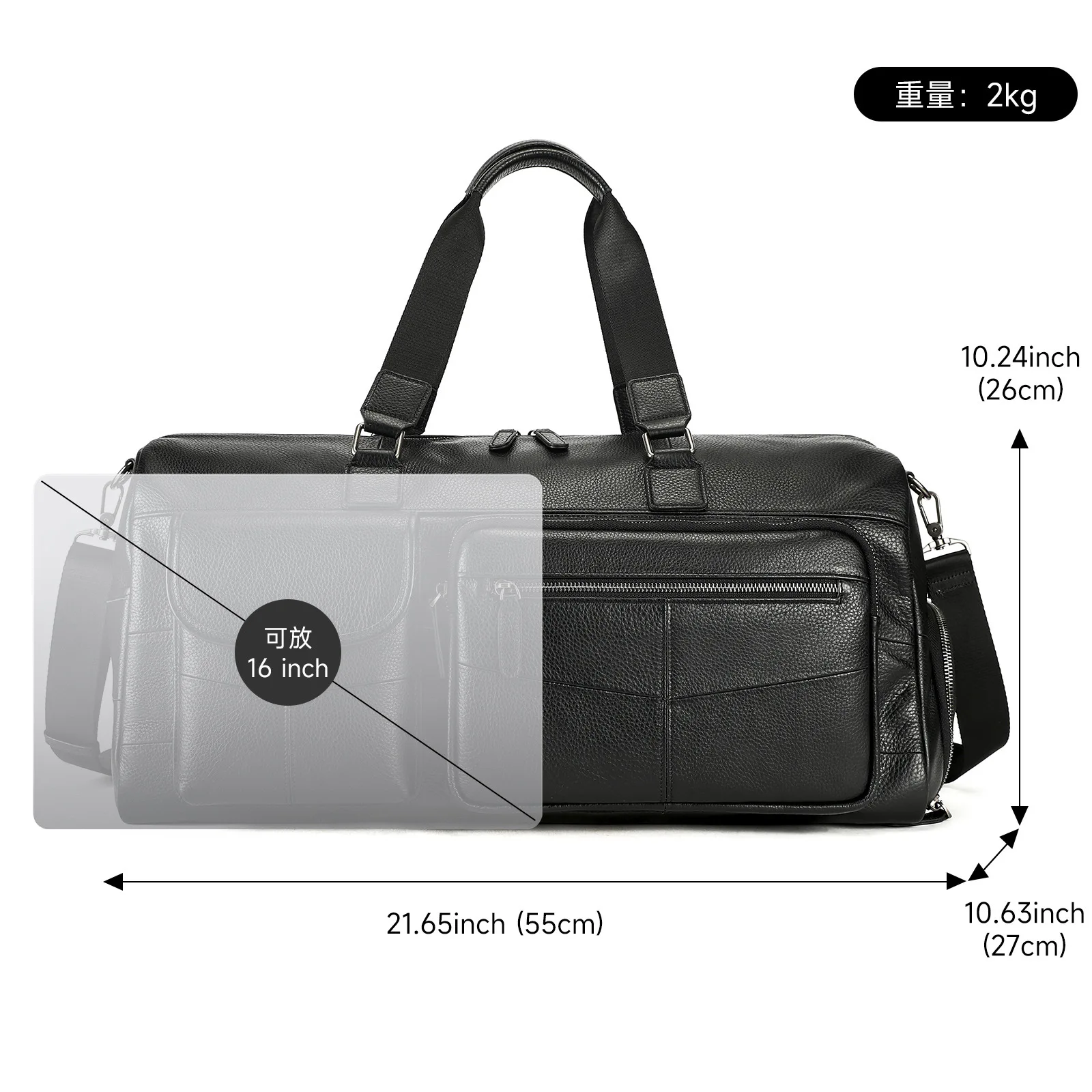 Casual en stijlvolle herenreistas van echt leer voor zakenreizen