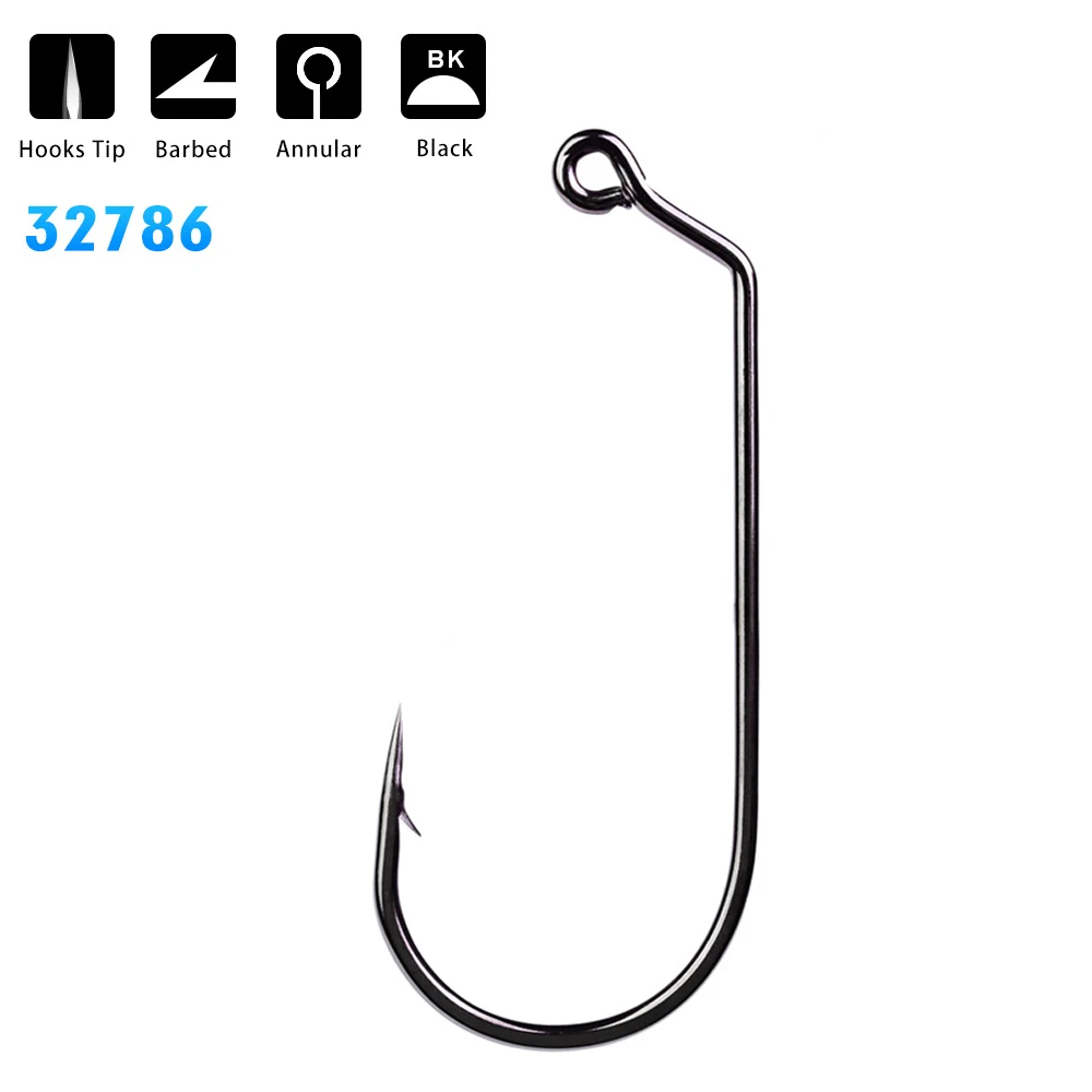 

Lot 100pcs Jig Big Fishing Hooks High carbon steel Black fishhook Barbed Annular Sharpened Tip Hook Saltwater Bass 1/0#-5/0#