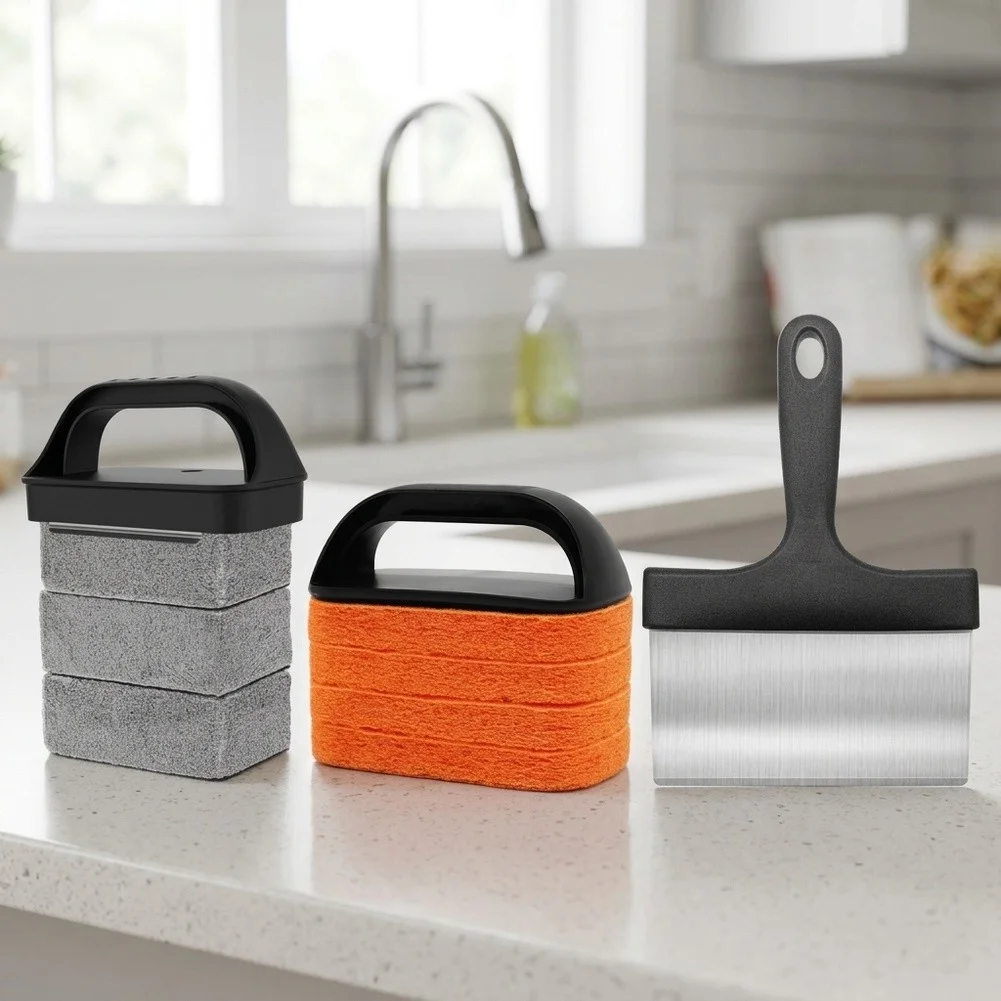 Professional Griddle Maintenance For Kit Featuring Grill Brick Scraper Grill Brush and Seasoning Tools for Flat Top Grills