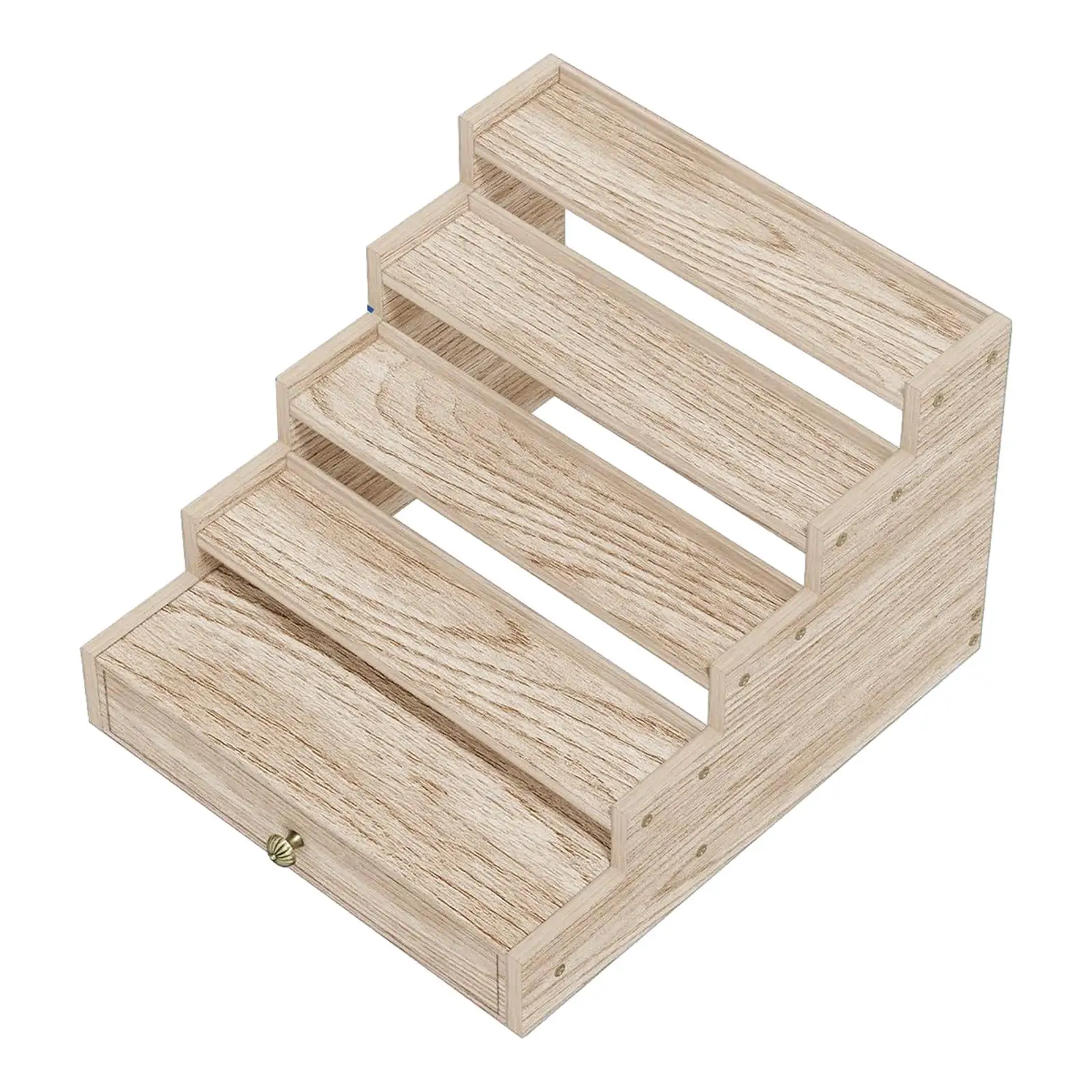 Countertop Wood Display Riser with Drawer for Perfume Organizer Dolls Collection and Jewelry Storage