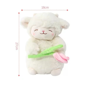 Kawaii Sheep Lam Hold Tulip Flower Plush Doll, soft stuffed lamb with tulip, Plushie toy, cute, sweet, birthday gift for child 12 Main Sheep Sales - №12
