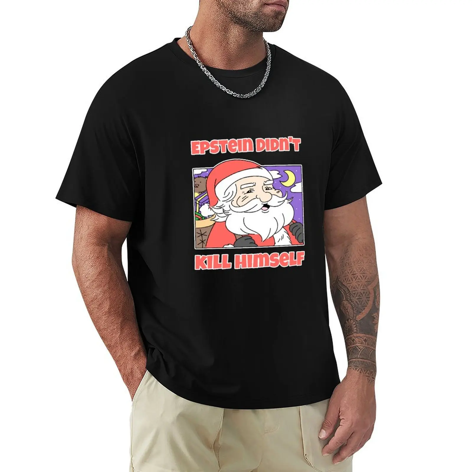 Epstein Didn't Kill Himself Santa Claus Christmas Graphic T-Shirt tees animal prinfor boys Short sleeve tee men t shirts