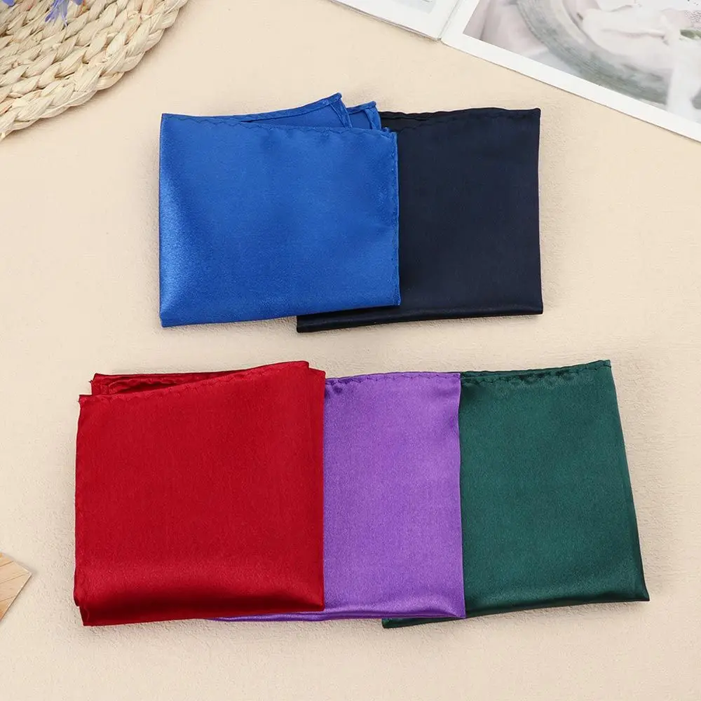 For Men 22*22CM Satin Plain Suits Pocket Square Fashion Silk Wedding Party Handkerchief