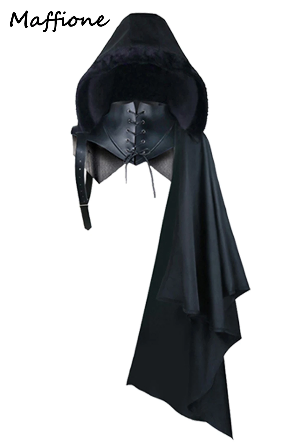 Middeleeuwse Halloween Opstaande Kraag Vastgebonden Sjaal Cape Met Hoed Ridder Cosplay Mantel Cape Mannen Rolspel Fantasia Kostuum Accessoires