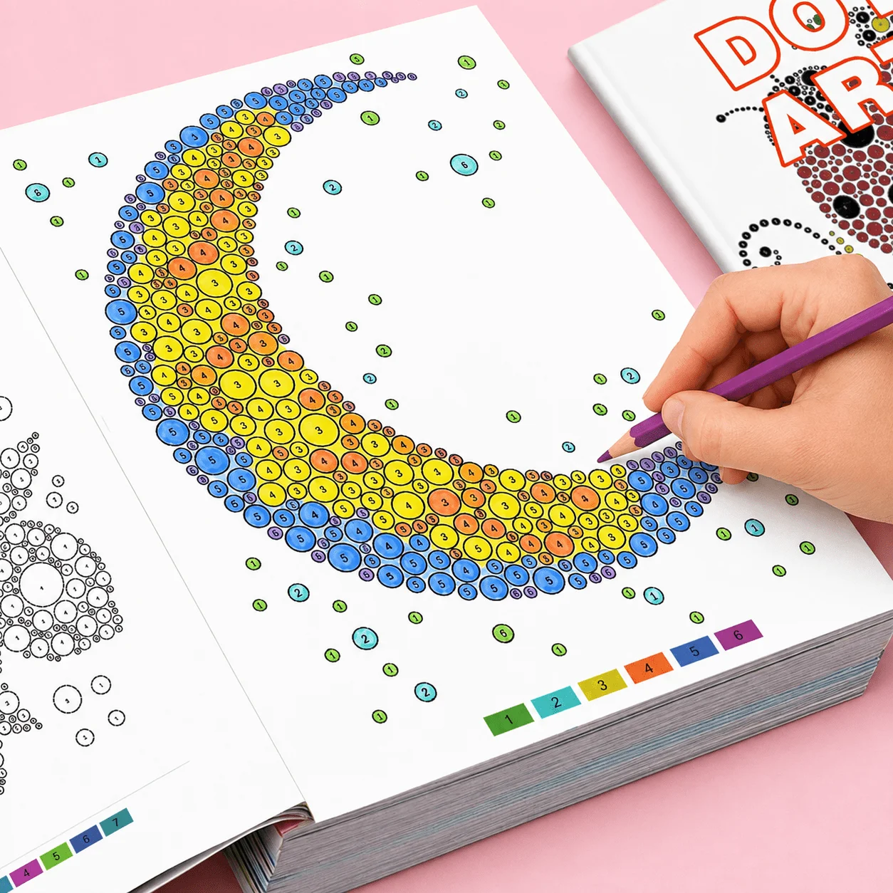 32 Pages Dot‑Art Color By Number Book for Adults, Dot Painting Activity Workbook, Stress‑Relief Relaxing Focus Art Book