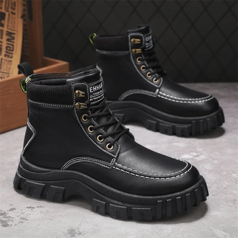 

Новые модные ботинки до щиколотки, повседневные уличные походные ботинки, мужские кроссовки, мужские ботинки, весенние кожаные водонепроницаемые спортивные ботинки средней высоты