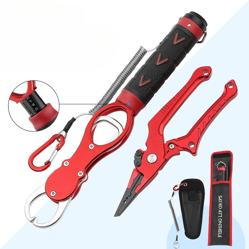 セルフロックアルミルアーフィッシングプライヤー-フィッシュコントローラー、リングオープナー、サイドラインカッター、フィッシングアクセサリー