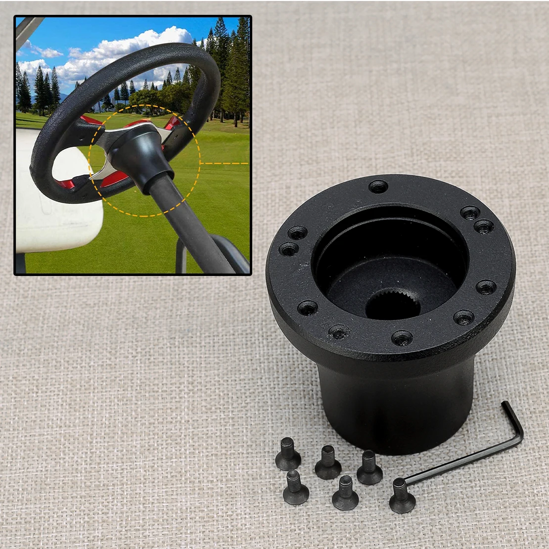 NEW Golf Cart Steering Wheel Hub Adapter Fit for EZGO Club Yamaha Matt Black