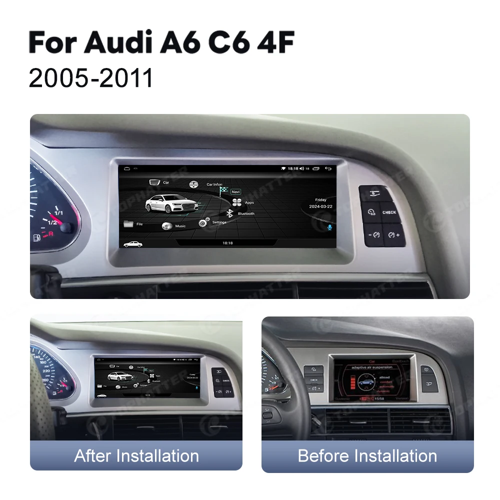 

Мультимедийный автомобильный проигрыватель Qualcomm668S для AUDI A6 MMI 2G 3G Navi с 8,8-дюймовым BT-стереодисплеем, Android Auto, HD-монитором и аудиосистемой