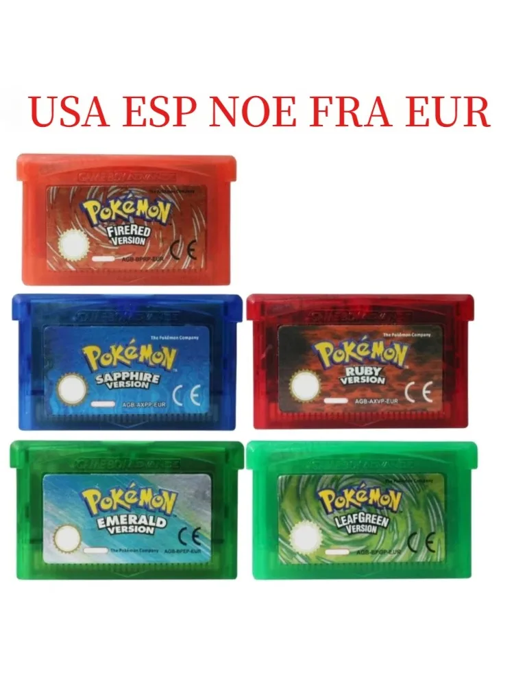 Nieuwe Pokemon GBA 6 Talen Game Card 32 Bit Video Game Console Cartridge FireRed LeafGreen Ruby Sapphire Voor DS/NDS/GB speelgoed Gift - afbeelding 2