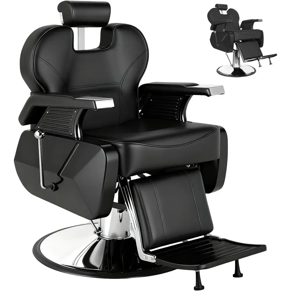 

Парикмахерское кресло для барбершопа, усиленное гидравлическое кресло с регулируемым наклоном и подставкой для ног, вращение на 360° ° Поворотный стул-барный стул Studry e bar