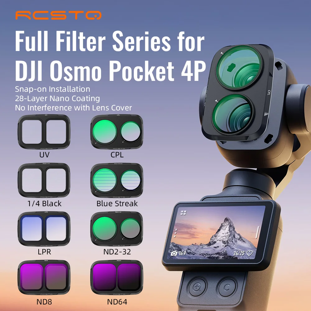 RCSTQ Objektivfilter für DJI OSMO Pocket 4 Pro UV CPL ND8 ND16 ND32 ND6 Filter OSMO 4P Action-Kamera Filterzubehör