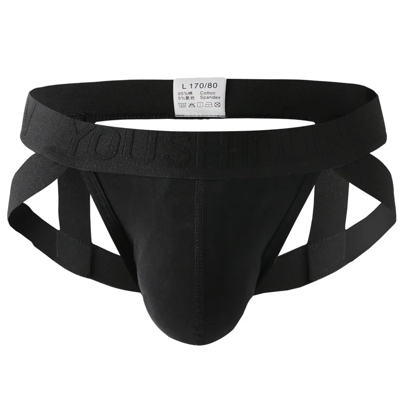 Hot Selling Men\'s Sexy Low Rise Solid Color Cotton Thong Summer Breathable Heat Dissipation Double Thong Underwear Gay jockstrap