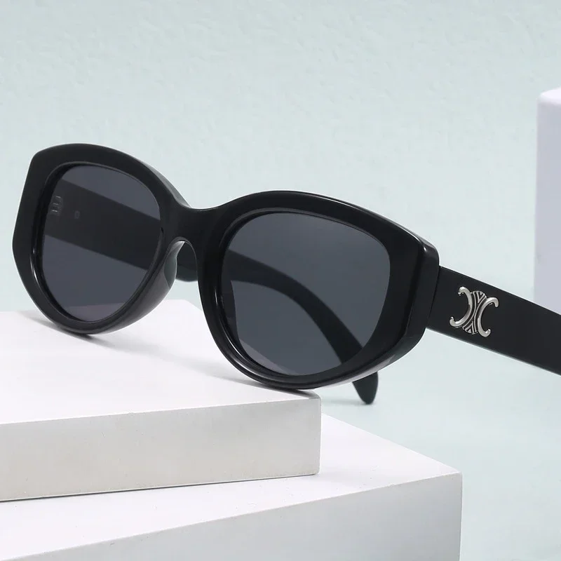 

‌Women's Oval Cat-Eye Sunglasses Round Face UV400 Polarized, Metal Frame Luxury Glasses Street Style 2025