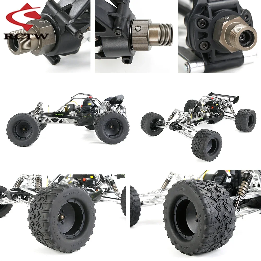 Eixo da roda reforçado tamanho grande kit de montagem do cubo da roda de vedação do pneu dianteiro traseiro para 1/5 hpi rofun baha km rovan baja 5b peças rc