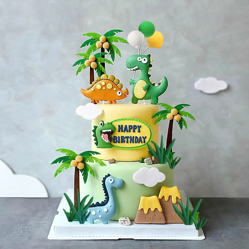 Jurassic Dinosaurier-Kuchenaufsatz, Tyrannosaurus Rex, Triceratops, Flugsaurier für Kinder, alles Gute zum Geburtstag, Party-Dekoration, Babyparty-Dekoration – Detail 32