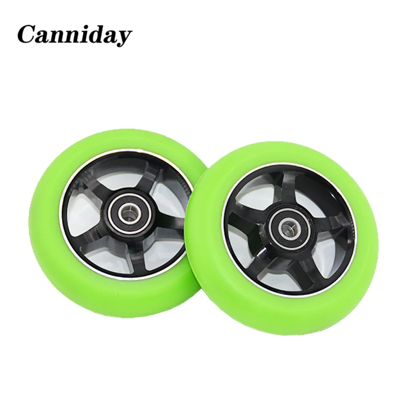 100mm Stunt Scooter Wheels Aluminum Alloy Wheels High Elastic Speed Skating PU 88A Wheels 2pcs/set