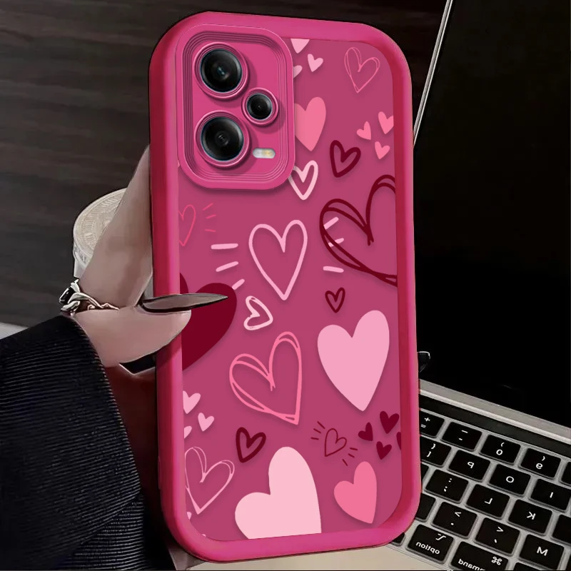 Pink Heart-shaped Phone Case for Xiaomi Redmi A5 A4 A3 A3X A2 A1 Plus 13X Redmi K80 Ultra K70 K70E K60 K60E K50 K40 K40S K30 view 4