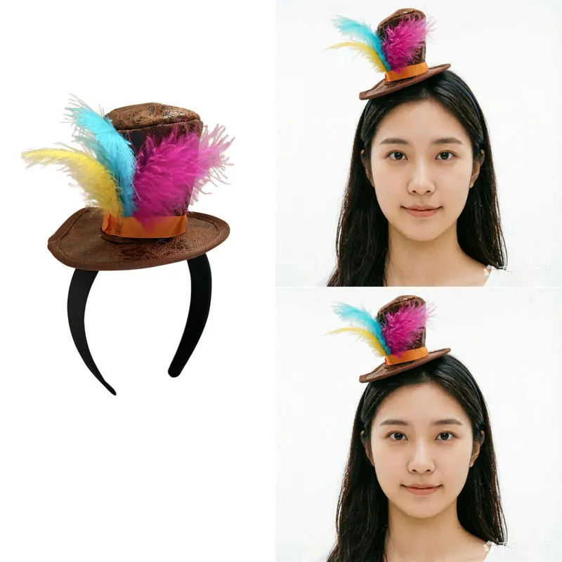 Halloween Feather Mini Hat Festive Party Headpiece Chief Style Native American Headwear with Feathers Party Cosplay Props