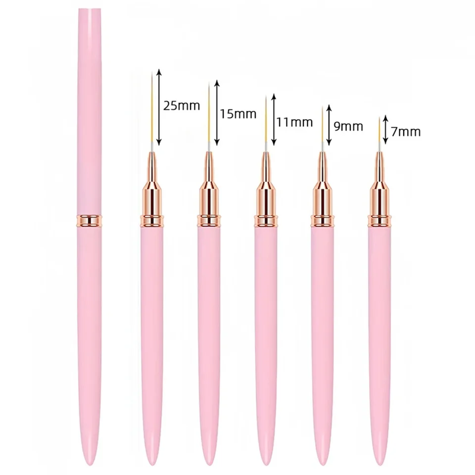 Set de 5 Pinceles para Uñas, Pinceles de Línea Alargados para Dibujo Profesional 5
