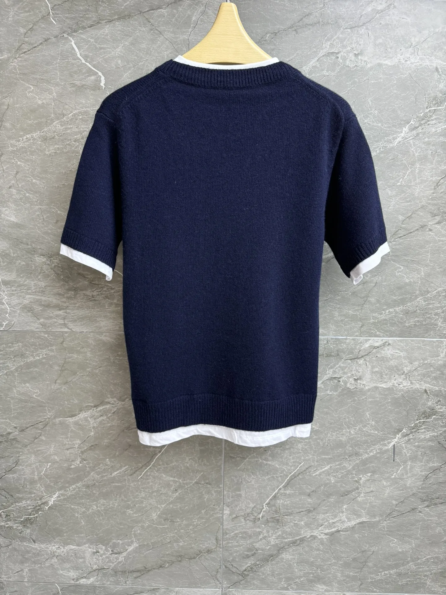 Cashmere sweater - short sleeve layered design, slim-fit, ultra-soft, goes with everything. 2025 summer women's new hot