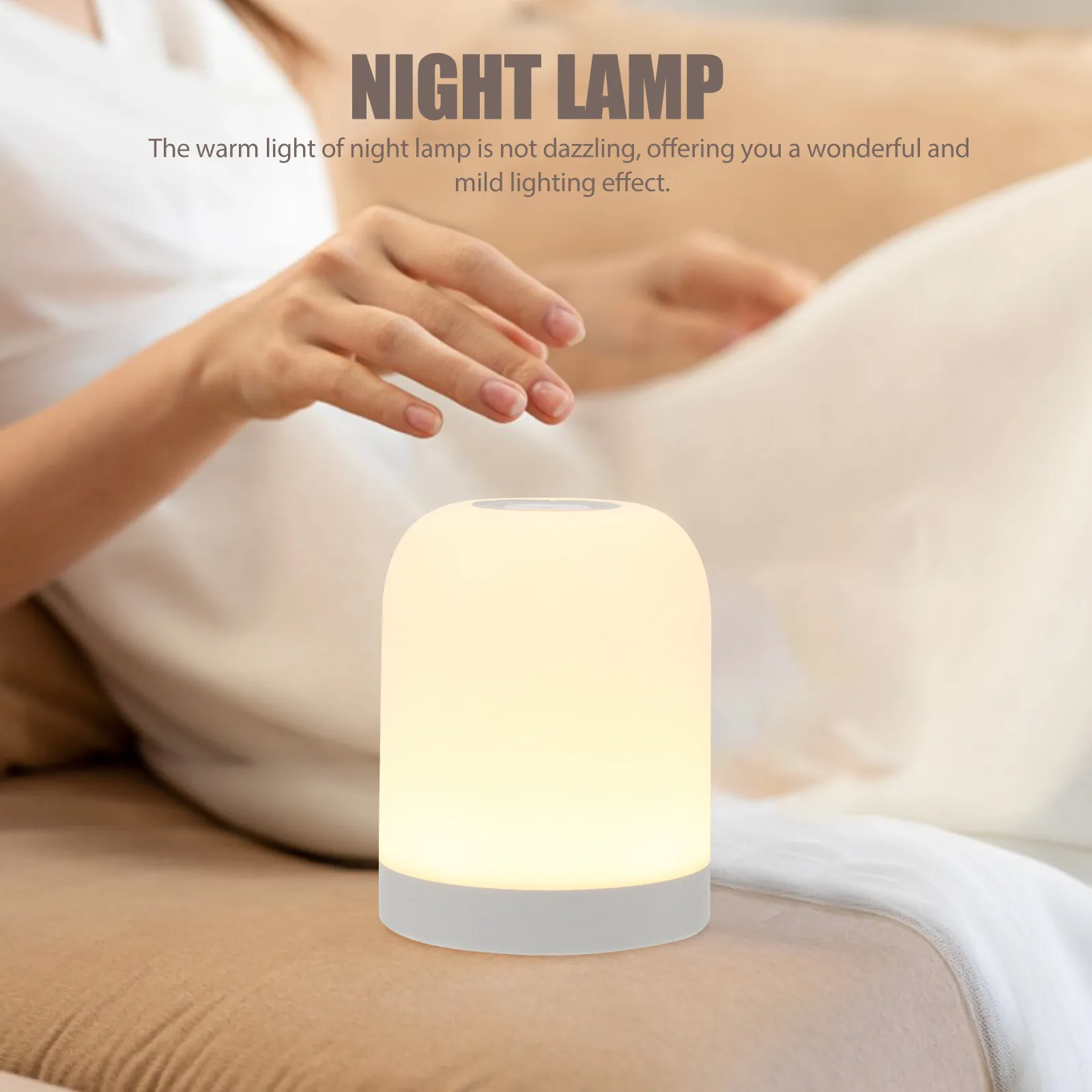 充電式タッチセンサーナイトライト-寝室、保育園、リビングルーム用-コンパクトで頑丈な平底-温かみのある眩しくないledナイトライト