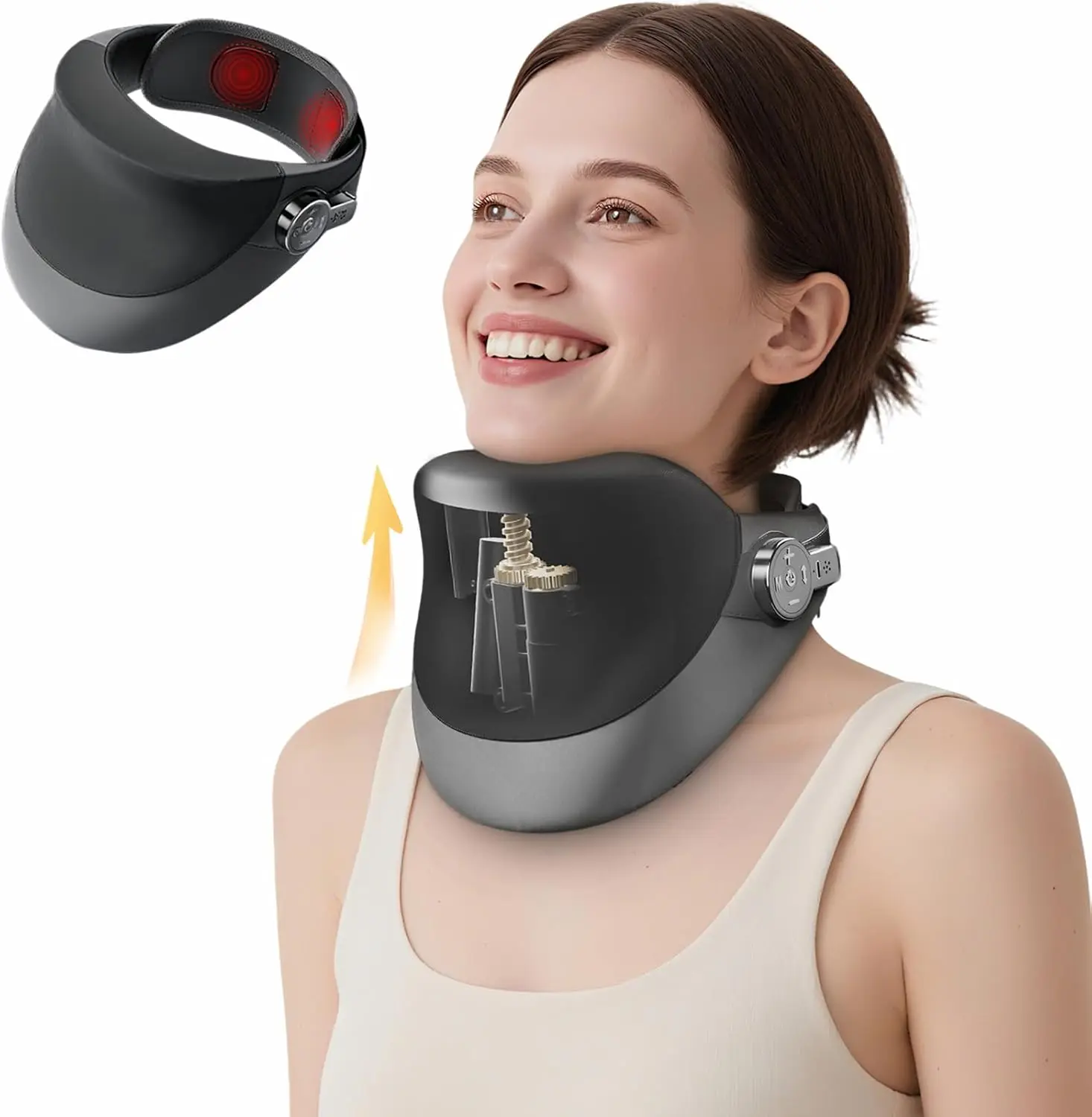 Cervical Traction Device for Neck Pain Relief - Neck Massager with Heat, Neck Massager for Pain Relief Deep Tissue, Adjustable N