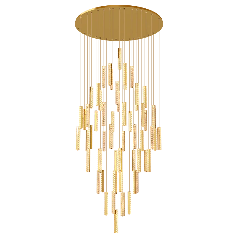 

Luxury K9 Crystal Spiral Staircase Chandelier Golden LED Light for Duplex Stair & Dining Room Art Decor