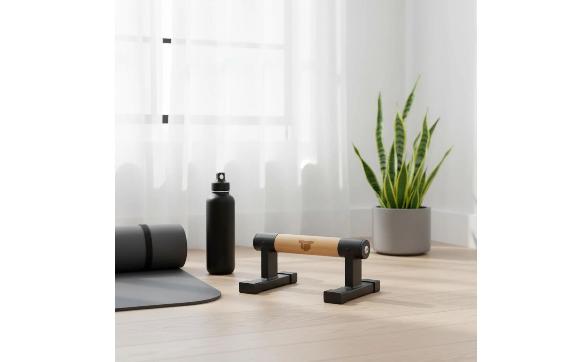 2 Pieces Parallel Bar Style Design Push-up Handles Long-Lasting Wooden Push-up Stand Exercise Equipment Heavy Duty Stable Base