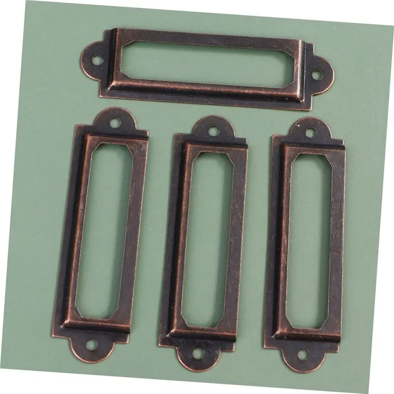25Pcs File Drawer Tag Labels Retro Metal Pull Labels Holder Tag Holder Drawer Accessories Screws For Cabinet Office