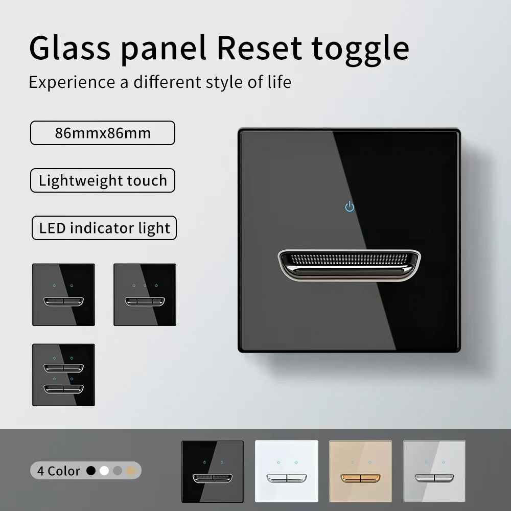 Botão chave de piano interruptor de luz padrão tomada bidirecional plugue USB UE/Reino Unido painel de vidro preto interruptor de parede luz LED UE Reino Unido 16A soc