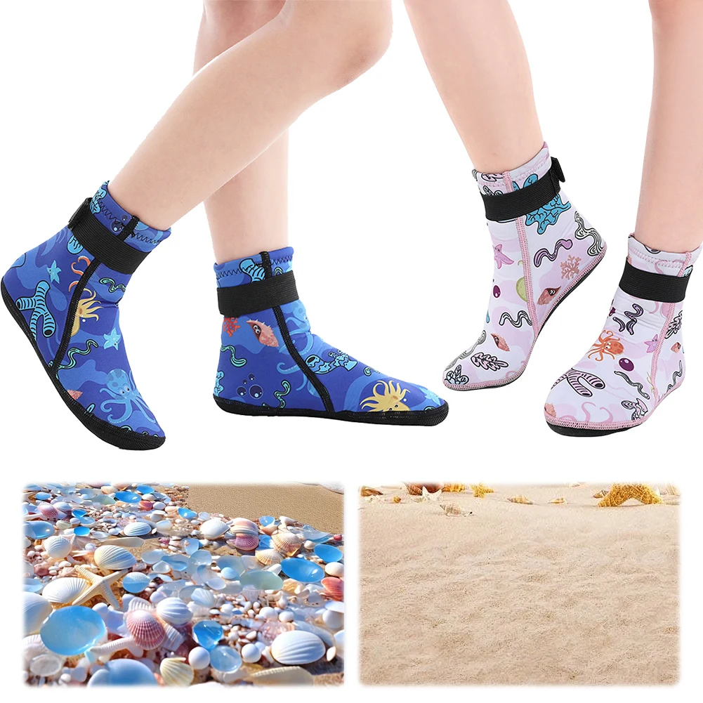 

Kids Neoprene Water Socks Sand Socks Anti-slip Toddlers Diving Socks Adjustable Snorkeling Boots Keep Warm for Diving Surfing