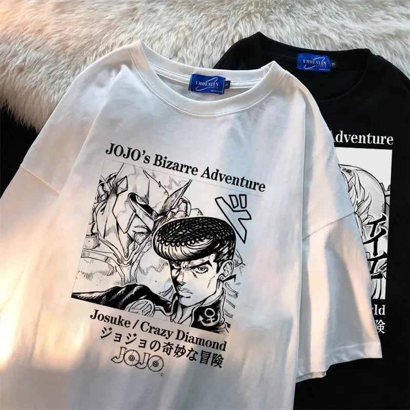 Short-sleeved Japanese Anime Jojo Bizarre Adventure Graphics Print T-shirt Casual Loose T-shirts Streetwear Female Harajuku Punk