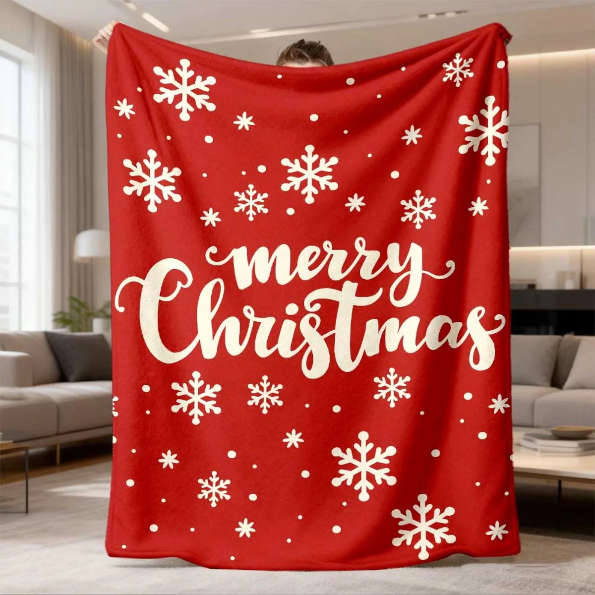 Snowy Xmas Tree Gift Box Throw Blanket for All Indoor Space Daily Relax Birthday Anniversary Winter Holiday Gift