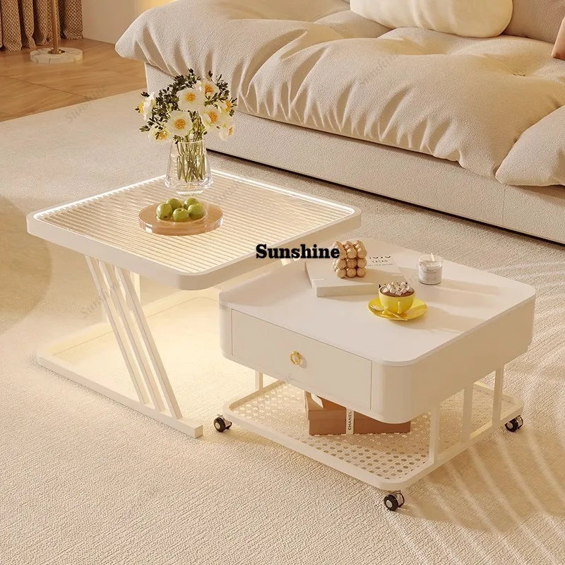 

Vintage Premium Coffee Table Aesthetic Elegant Luxury Glam Side Table Creative Storage Acrylic Table Living Room Furniture