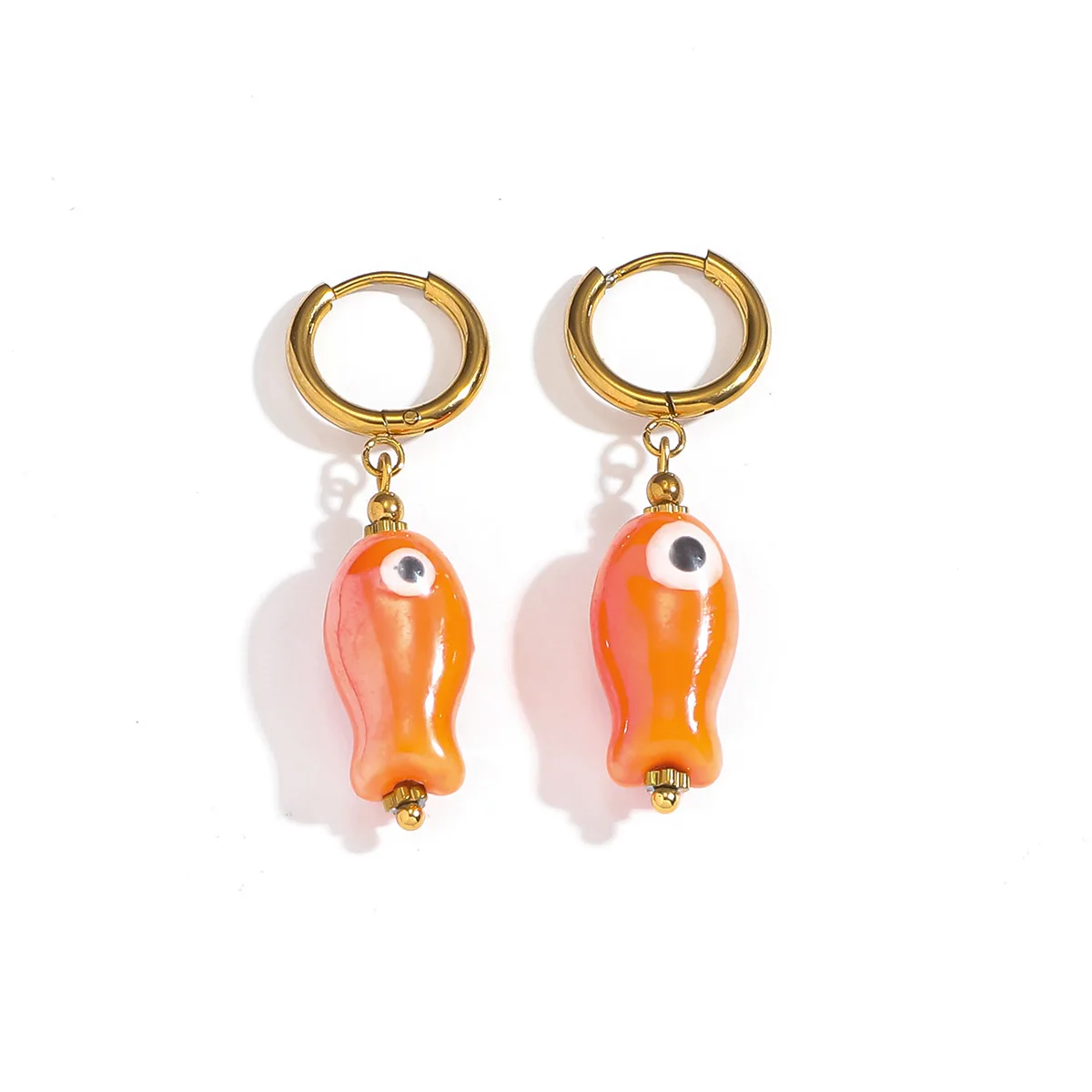 Titanium Steel Non-Fading Adorable Ceramic Fish Earrings Stainless Steel Ear Clips Women's Cartoon New Style Hot-Selling Earring