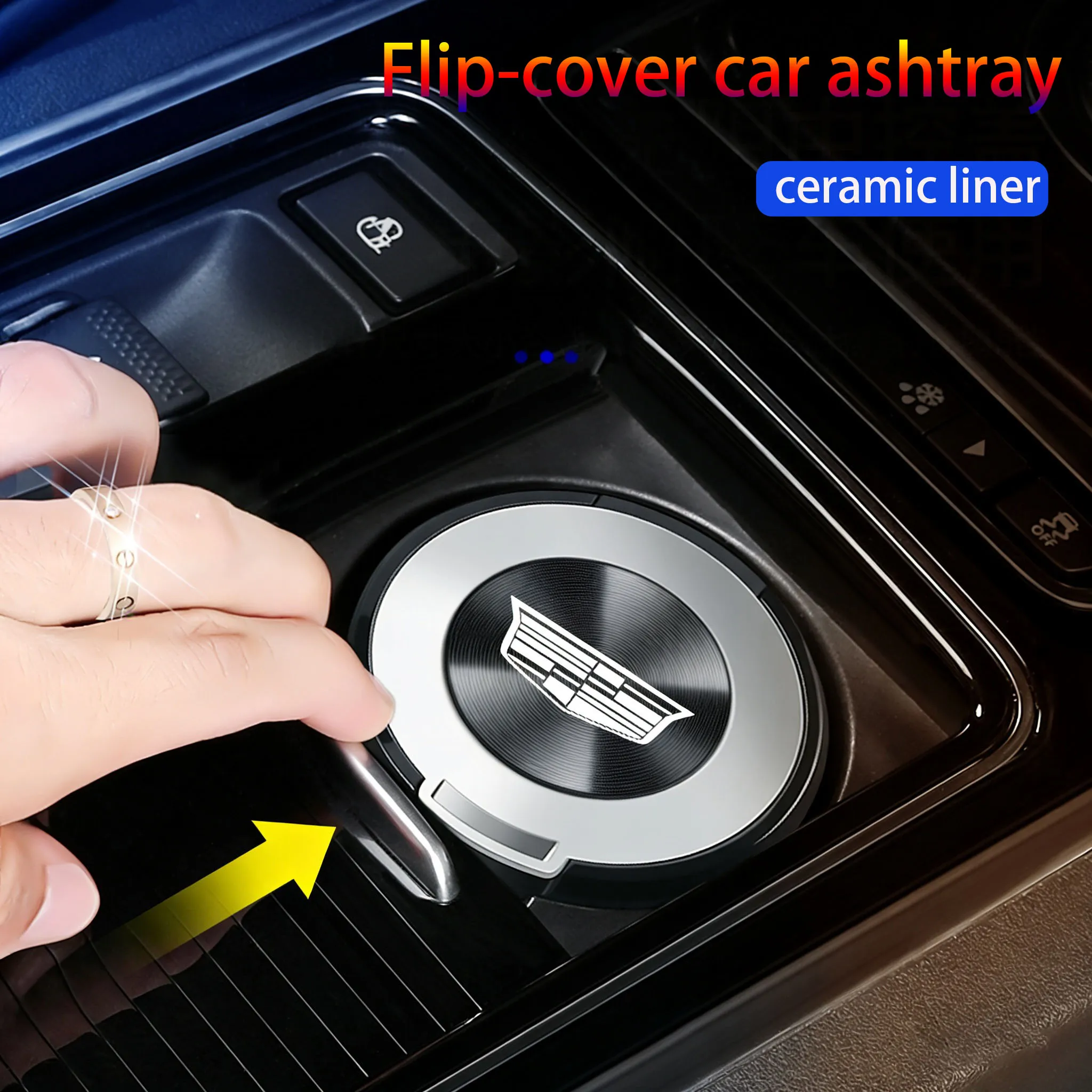 Автомобильная пепельница с керамической подкладкой со светодиодной подсветкой для Cadillac Escalade CTS CT5 XT5 XTS XLR BLS SLS STS ATS SRX CT6 XT6