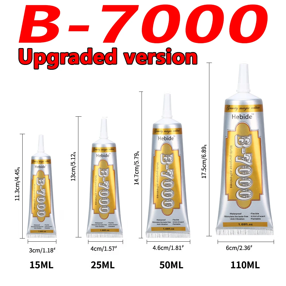 Pegamento transparente B7000 para reparación de teléfonos, adhesivo Universal de plástico y vidrio, aplicador de precisión de B-7000, 15/25/50/110ML