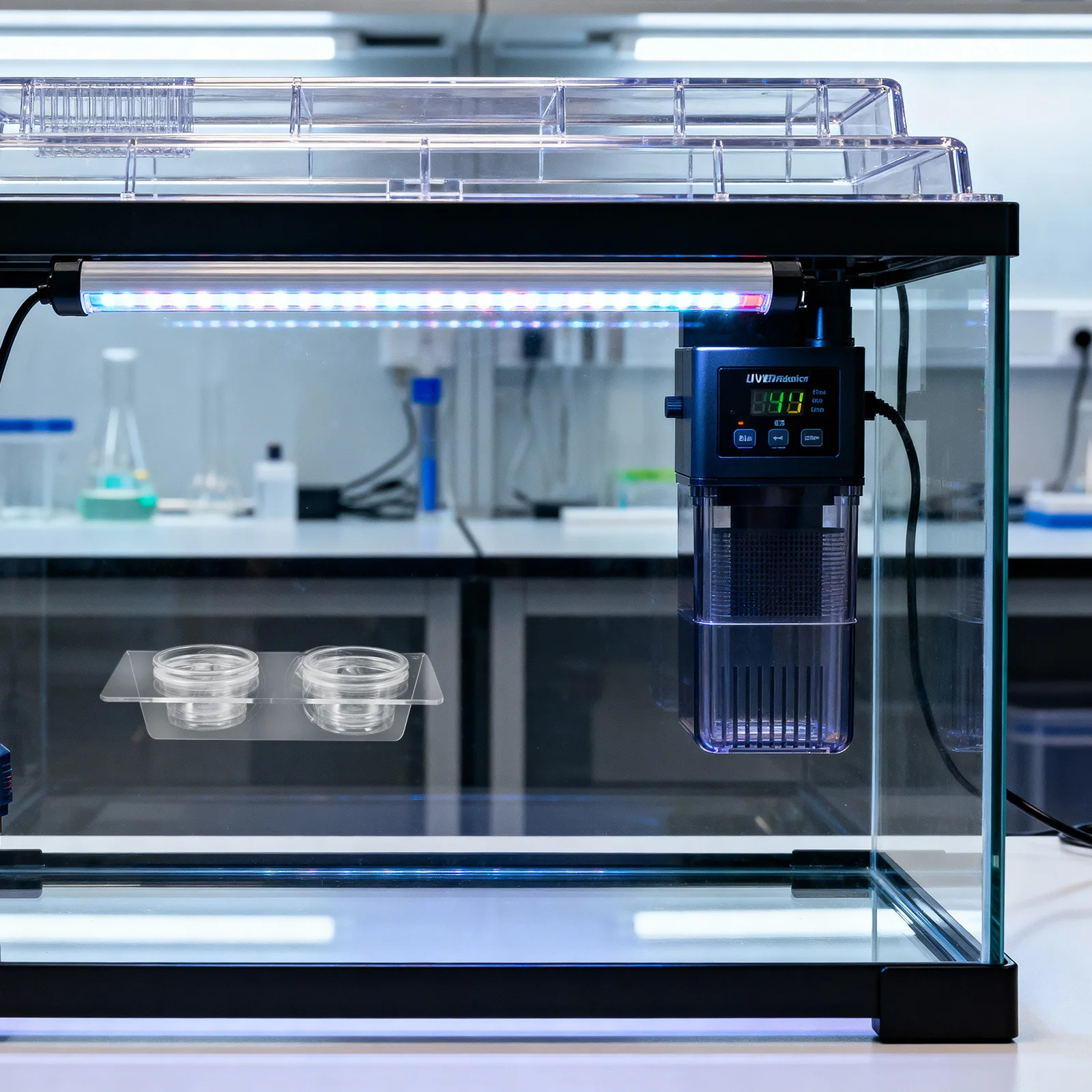 

1pcs Reptile Feeding Bowl Clear Acrylic Double Food Water Dish Suction Mount For Gecko Lizard Snake Tortoise Terrarium