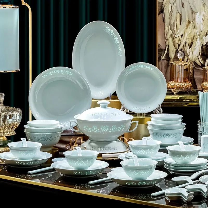 

Jingdezhen underglaze color dishes and tableware wholesale high temperature white porcelain exquisite light luxury