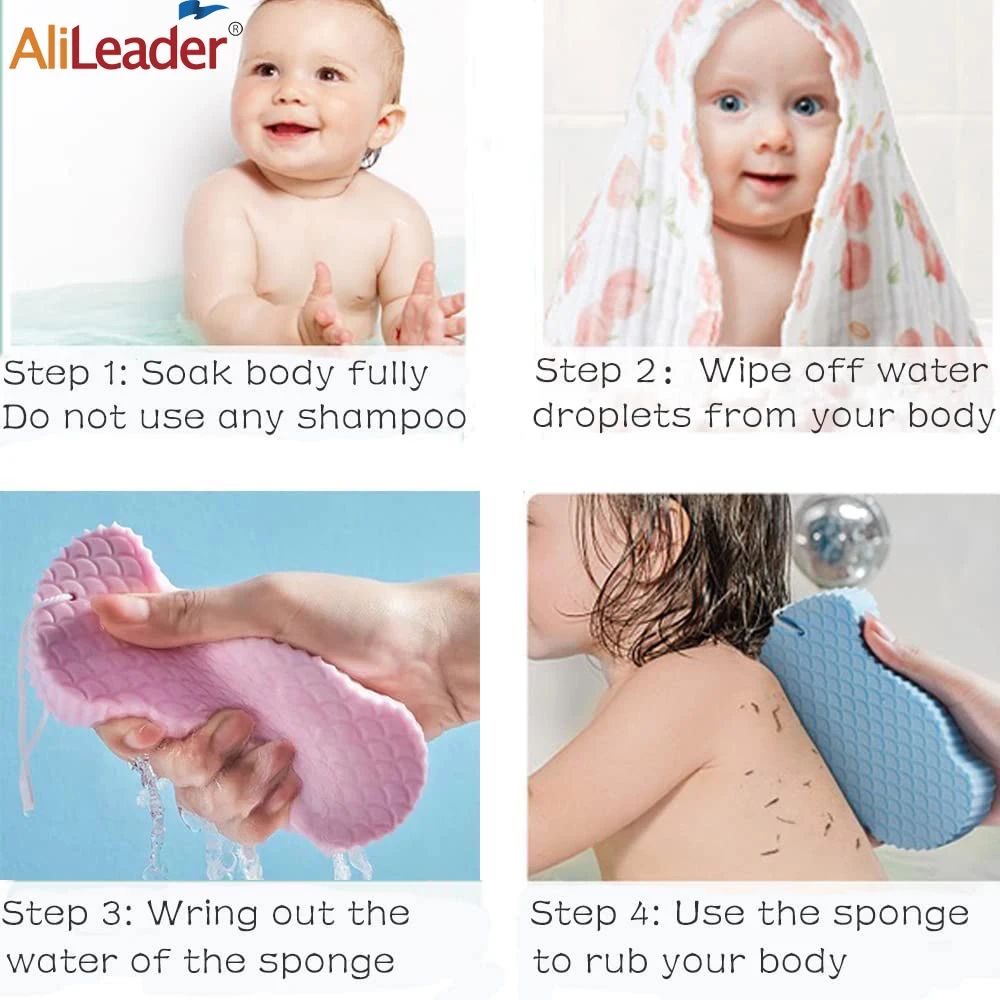 Body Sponge Natural Fiber Exfoliating Shower Sponge for Women Men Kids Soft Bath Sponge Gentle Soothing