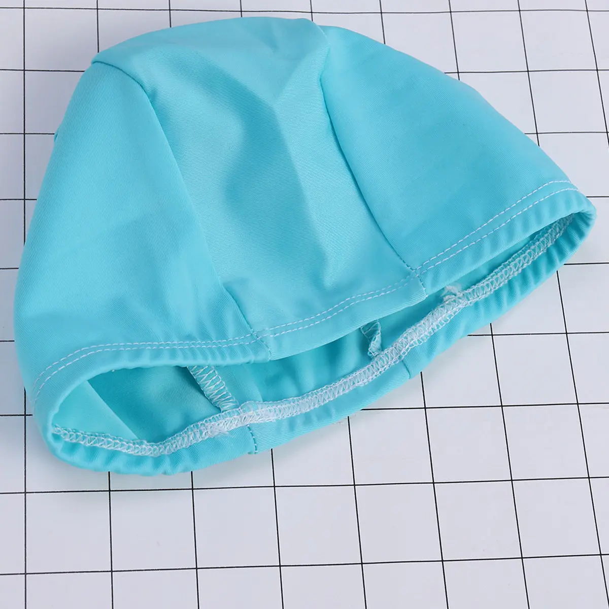 Adult Swim Cap Polyester Cloth Fabric Acid Blue Elastic Non-Waterproof Uv Protection Swimming Hat for Men Women