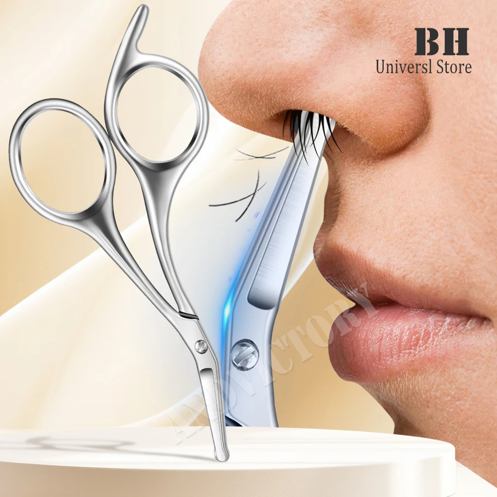 

1Pcs Small Nose Hair Round Scissors Stainless Steel Facial Hair Trimming Tool Beauty Scissors Women's nose eyebrow trimming