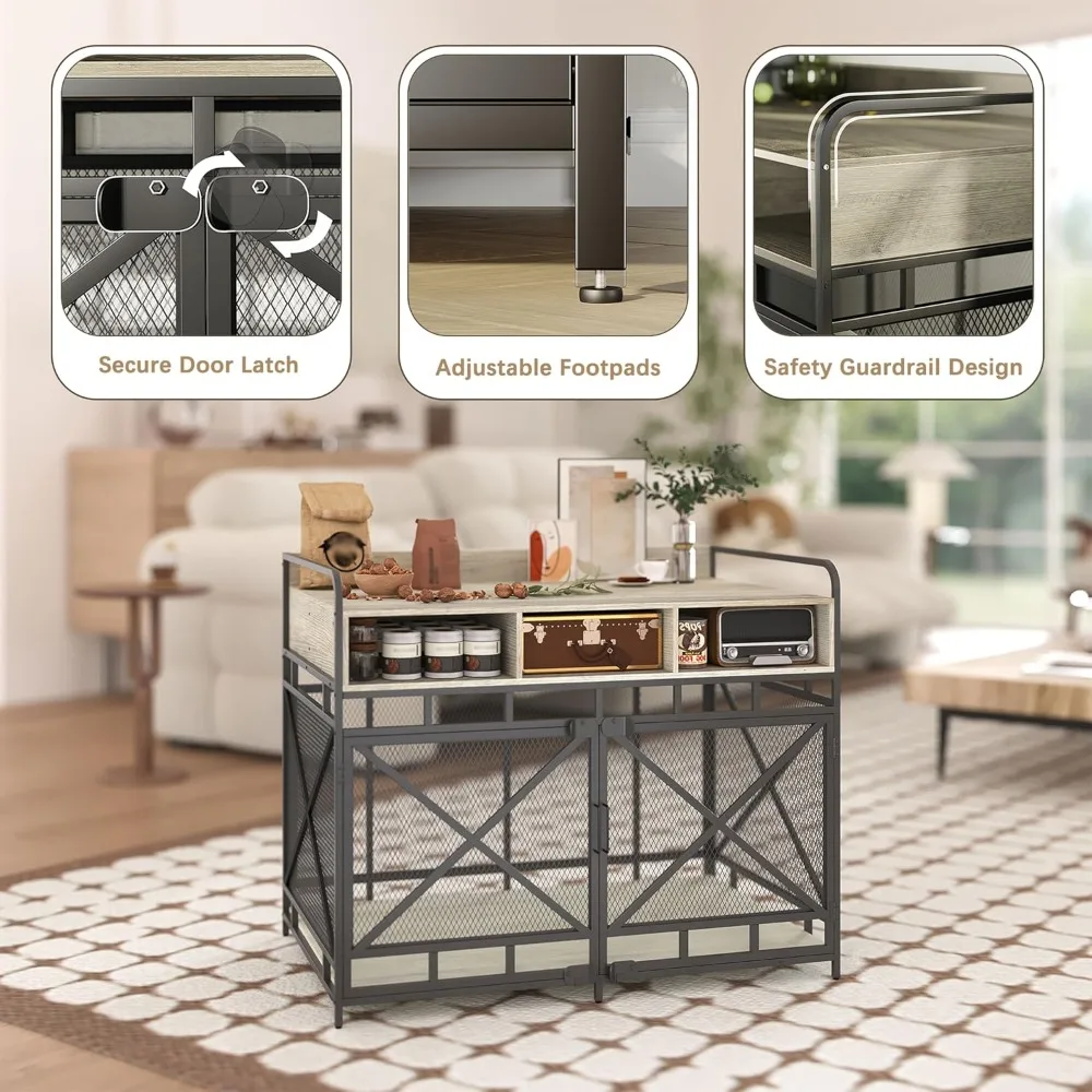 43インチの頑丈な木製犬小屋兼エンドテーブル、XLサイズの犬小屋家具（大型犬用）、装飾的な室内用犬小屋