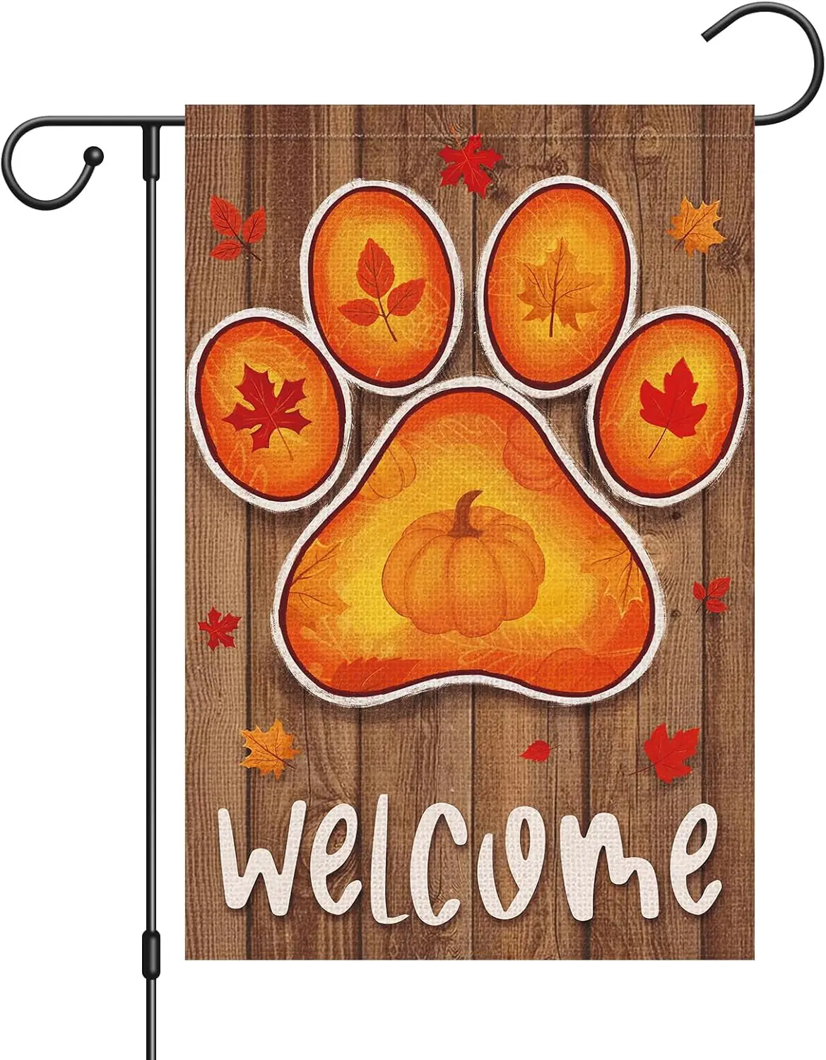 Dog Paw Fall Garden Flag 12x18 Double Sided Leaves Pumpkin Thanksgiving Welcome Yard Flag for Autumn Decorations LLE WWL UUN
