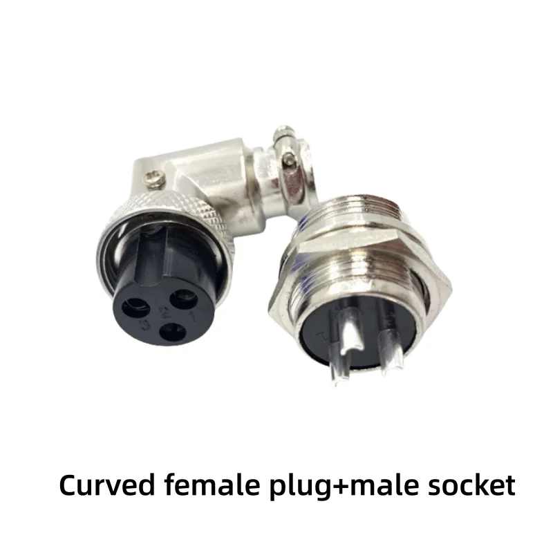 Aviation Plug GX16 Bending Connector M16 Bending Female Plug+Male Socket 90 Degree Bbending Angle Plug2P/3P/4P/5P/6P/7P/8P