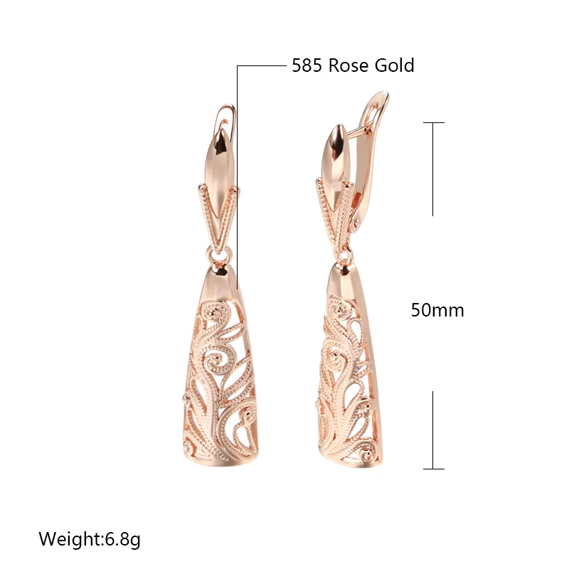 2022 New Hollow Twist Spindle Pendant 585 Gold Women's Earrings Fashion Vintage Earrings Jewelry Girl's Elegant Wedding Earrings