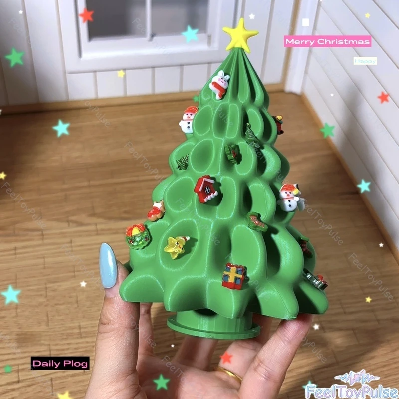 Miniature Simulation Doll House Decoration Mini 14cm Christmas Tree Night Light Decoration Scene Decoration Shooting Props