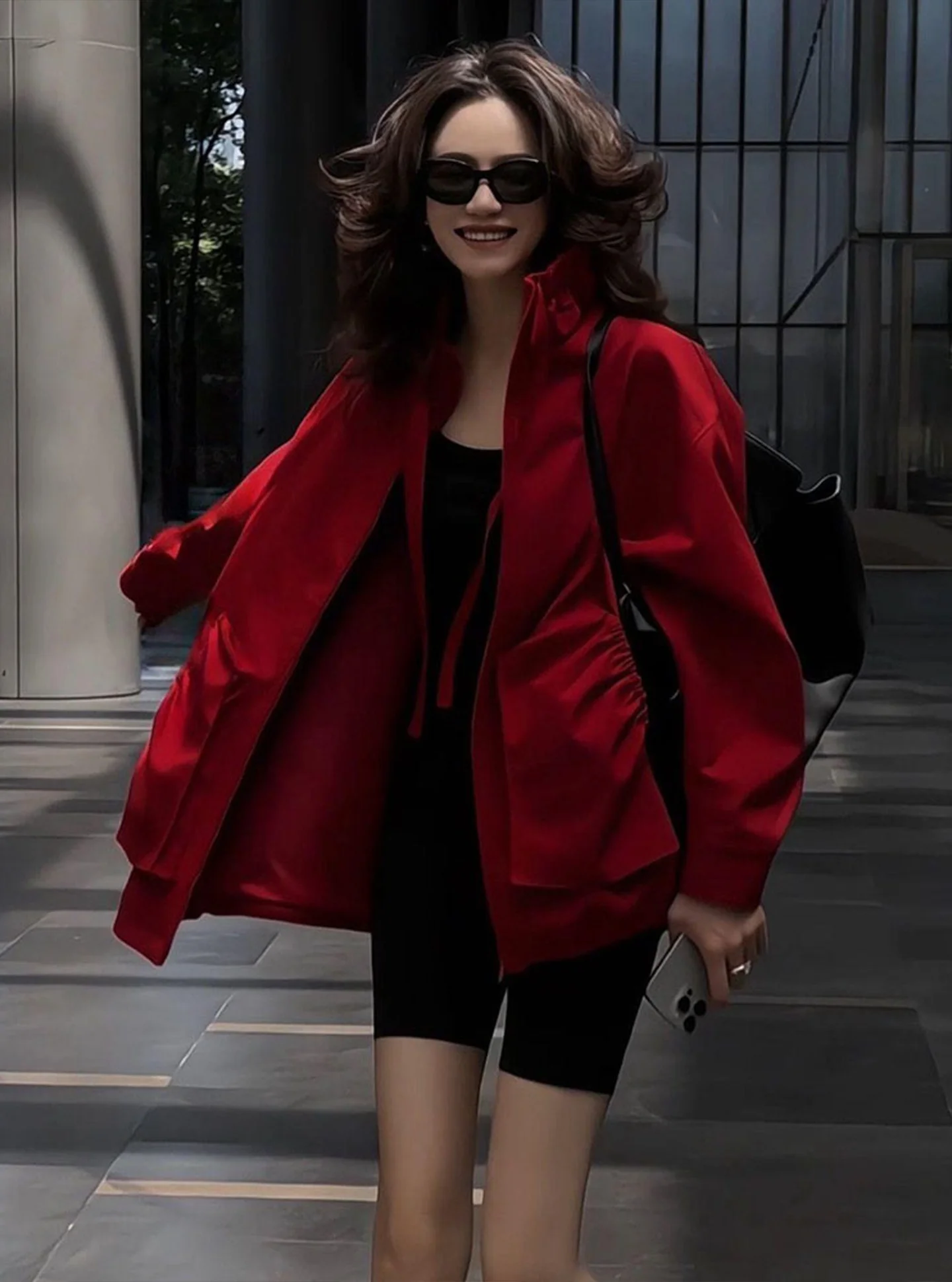 

Ретро-кардиган в корейском стиле с длинными рукавами, повседневная верхняя одежда для женщин, осенне-зимняя новинка, свободный крой, на молнии, с воротником-стойкой, топ-кардиган