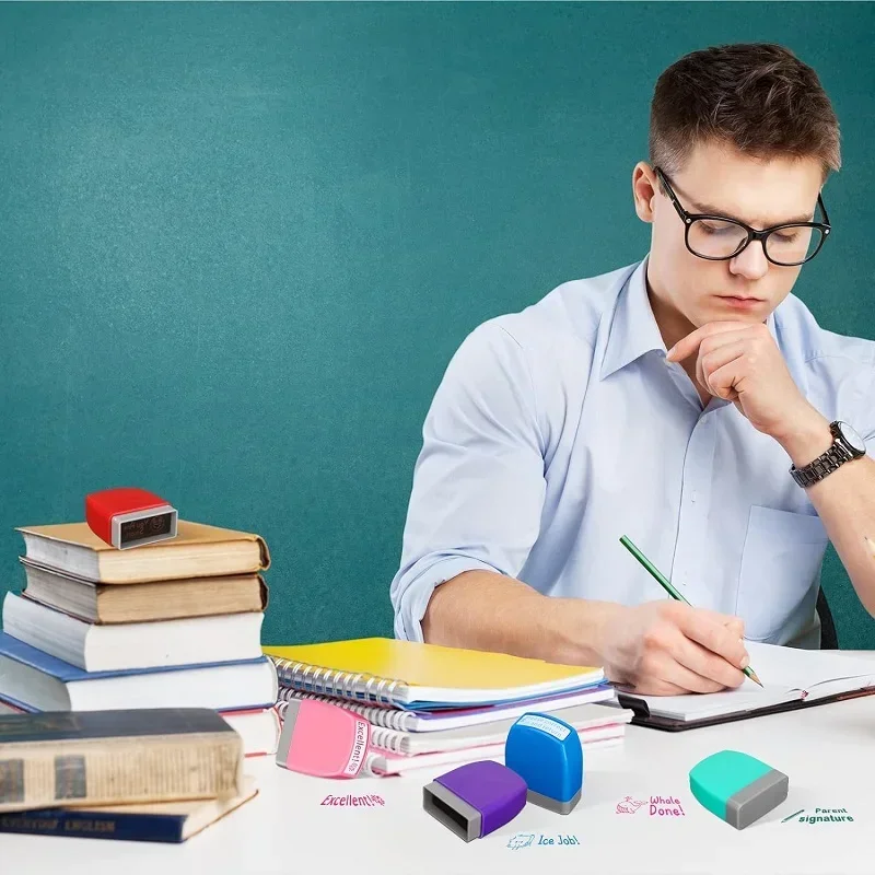 Teacher Stamp Colorful Self-Inking Motivation School Encouraging Comments Homework Rating Office Stationery Stamps for Grading